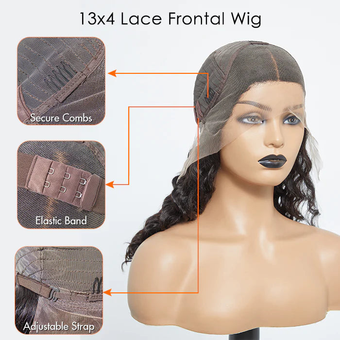 Pre-bleached Loose Deep Wave 13x4 Transparent Lace Front Wig SpadezStore