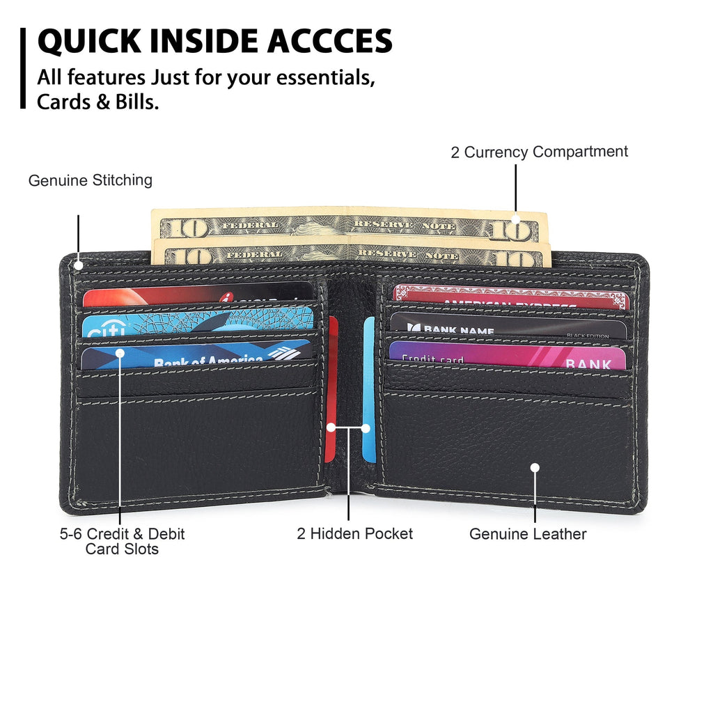 Classy Leather Bags Black Textured Leather Mens Wallet SpadezStore