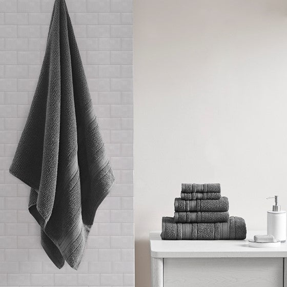 Madison Park Essentials Adrien Super Soft Cotton Quick Dry Bath Towel 6 Piece Set SpadezStore