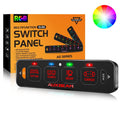 Auxbeam AS Series 4/6/8 Gang RGB Slim Switch Panel with APP & Remote Control, Toggle/ Momentary/ Pulsed Mode Supported One-Sided Outlet SpadezStore
