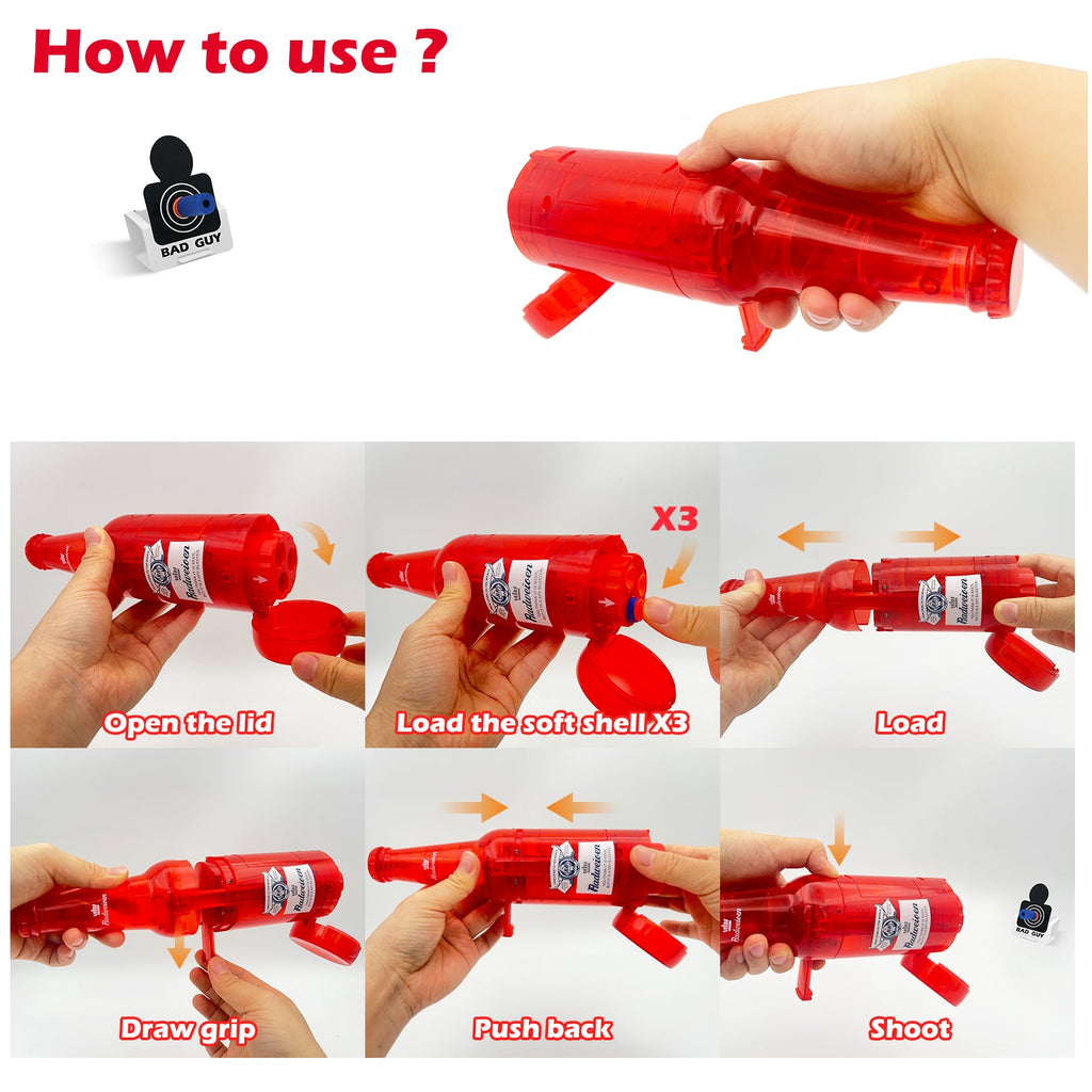 AGM MASTECH Drink Bottle Toy Gun with Foam Dart Bullets, Toy Foam Blaster Guns for Boy & Girl, Soda Blaster Guns Shooting Model,