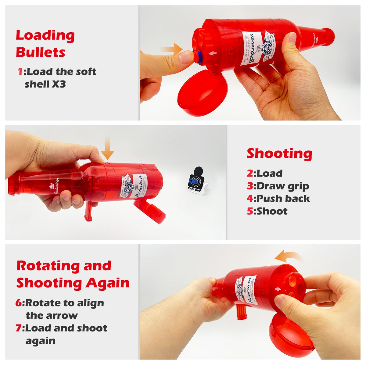 AGM MASTECH Drink Bottle Toy Gun with Foam Dart Bullets, Toy Foam Blaster Guns for Boy & Girl, Soda Blaster Guns Shooting Model,