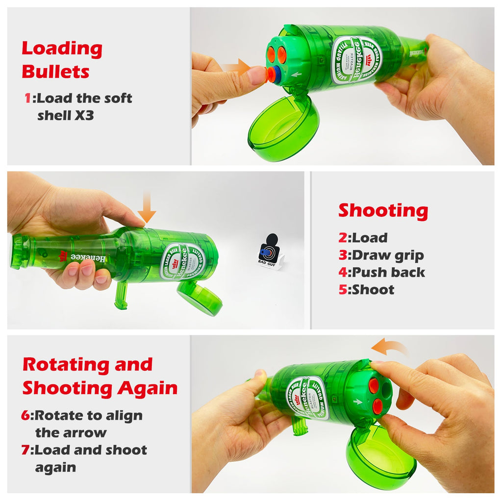 AGM MASTECH Drink Bottle Toy Gun with Foam Dart Bullets, Toy Foam Blaster Guns for Boy & Girl, Soda Blaster Guns Shooting Model,