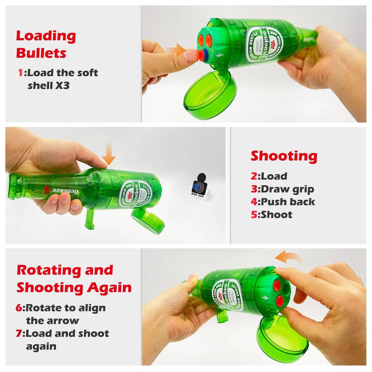 AGM MASTECH Drink Bottle Toy Gun with Foam Dart Bullets, Toy Foam Blaster Guns for Boy & Girl, Soda Blaster Guns Shooting Model,
