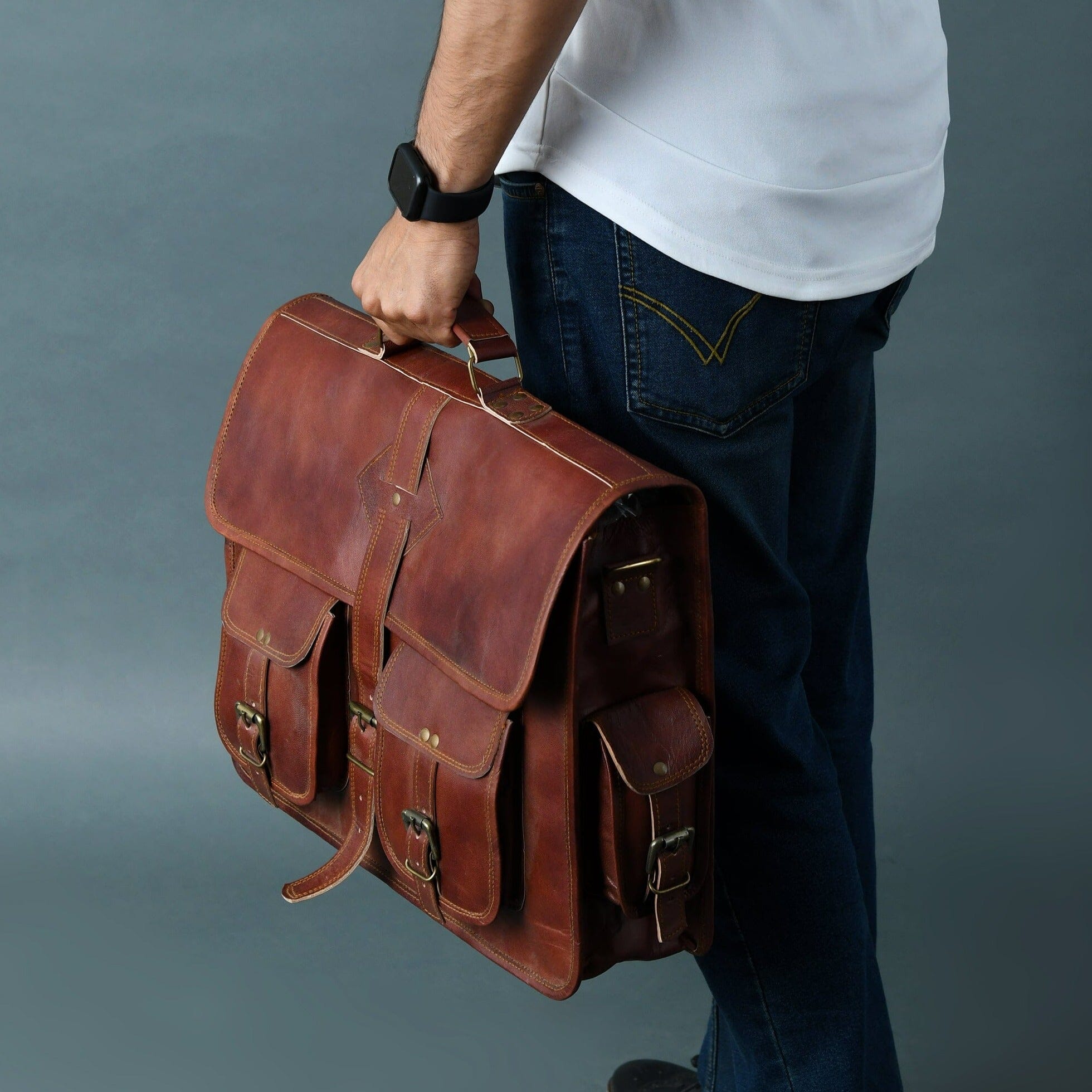 Classy Leather Bags The Retro II Office Briefcase