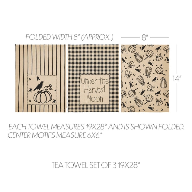 VHC Brands Raven Harvest Tea Towel Set of 3 19x28