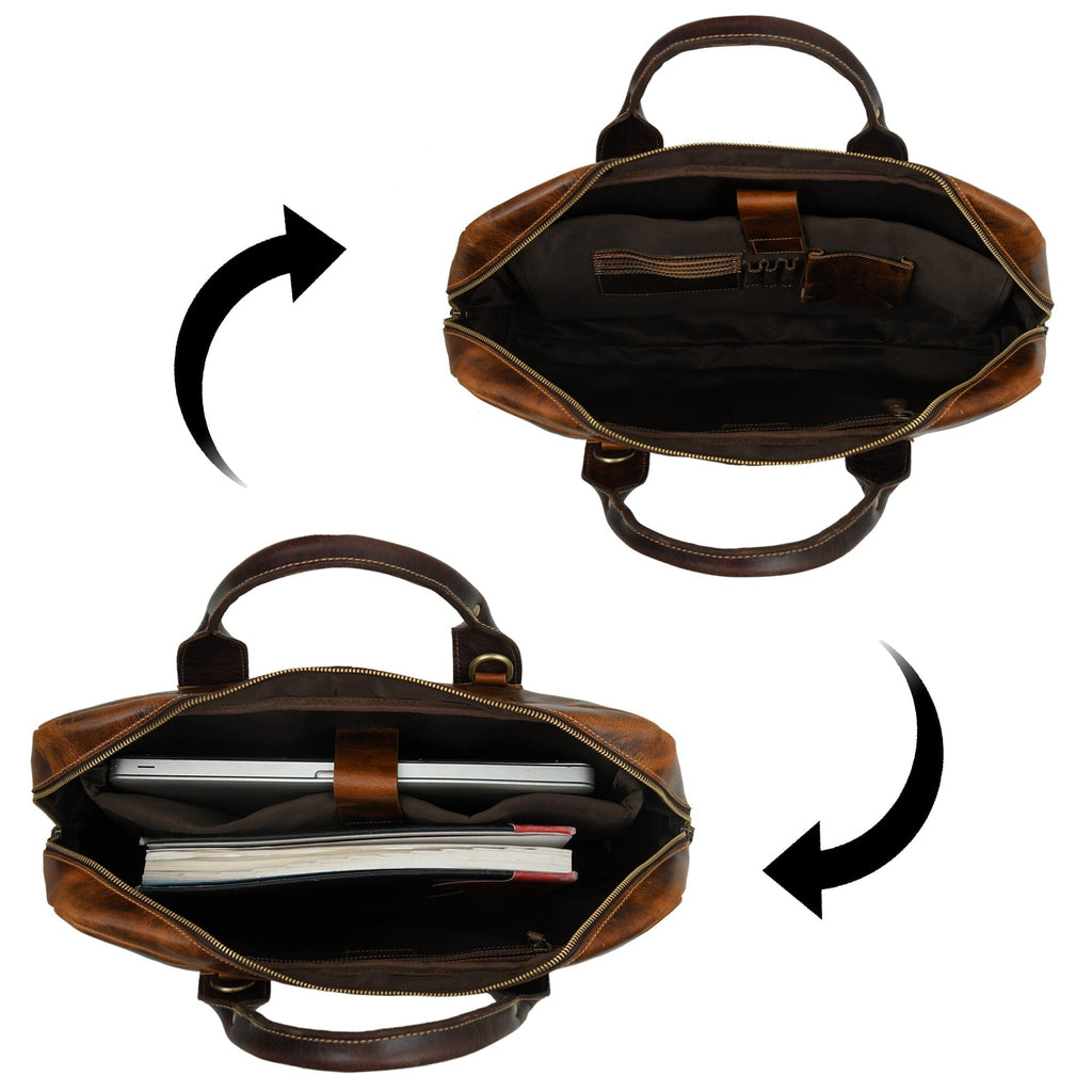 Classy Leather Bags Brown Jefferson Briefcase SpadezStore