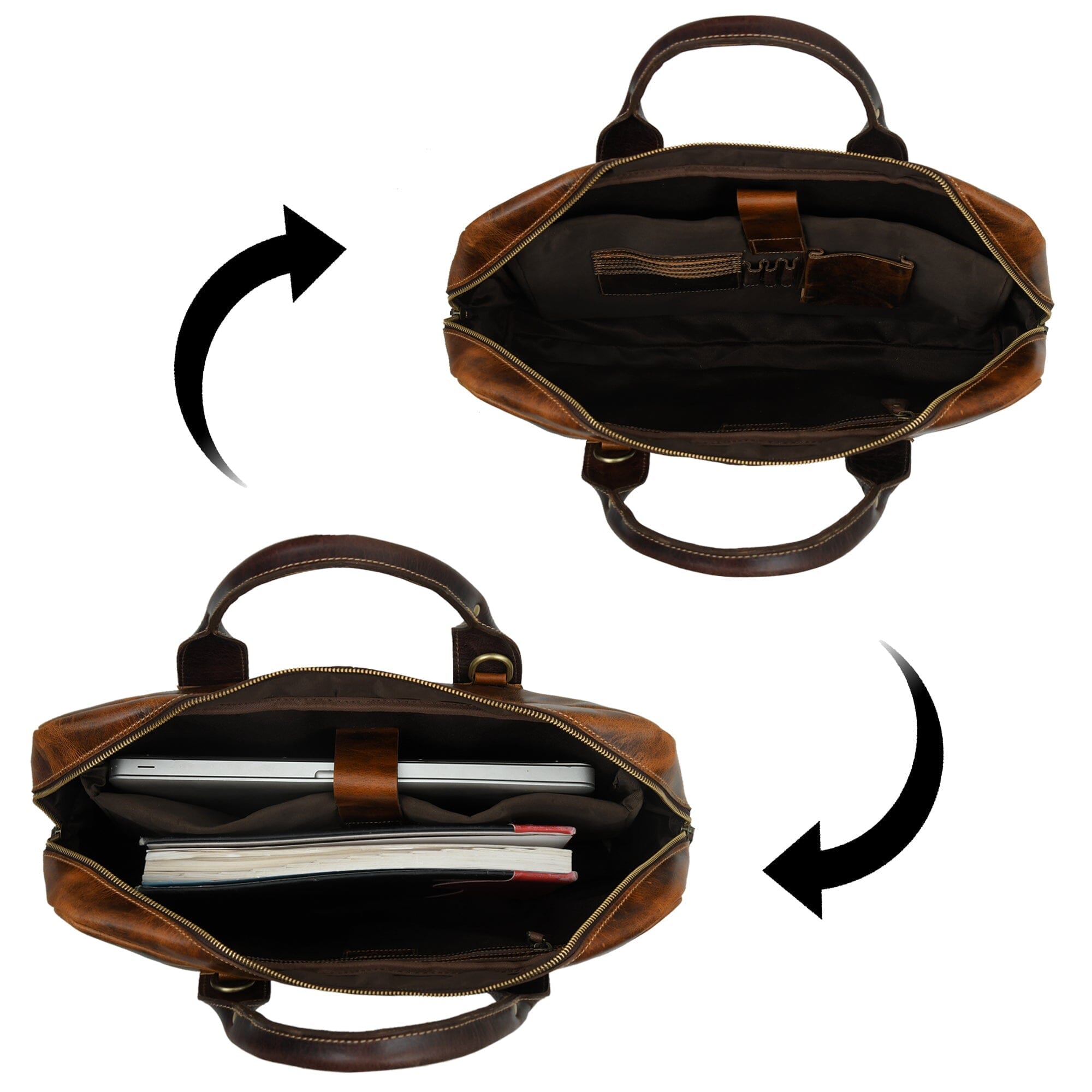 Classy Leather Bags Brown Jefferson Briefcase SpadezStore