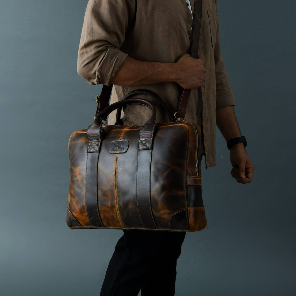 Classy Leather Bags Brown Jefferson Briefcase SpadezStore
