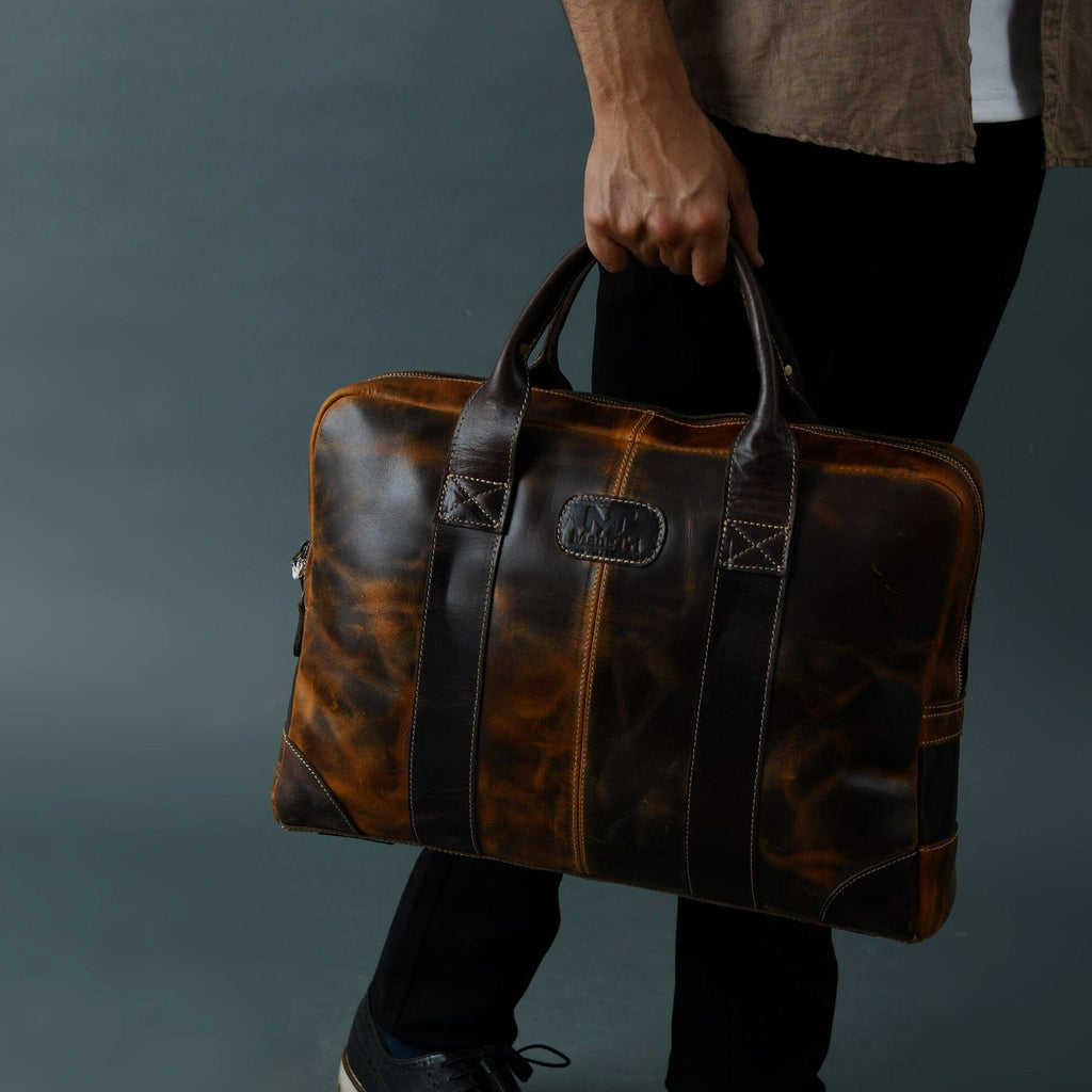 Classy Leather Bags Brown Jefferson Briefcase SpadezStore
