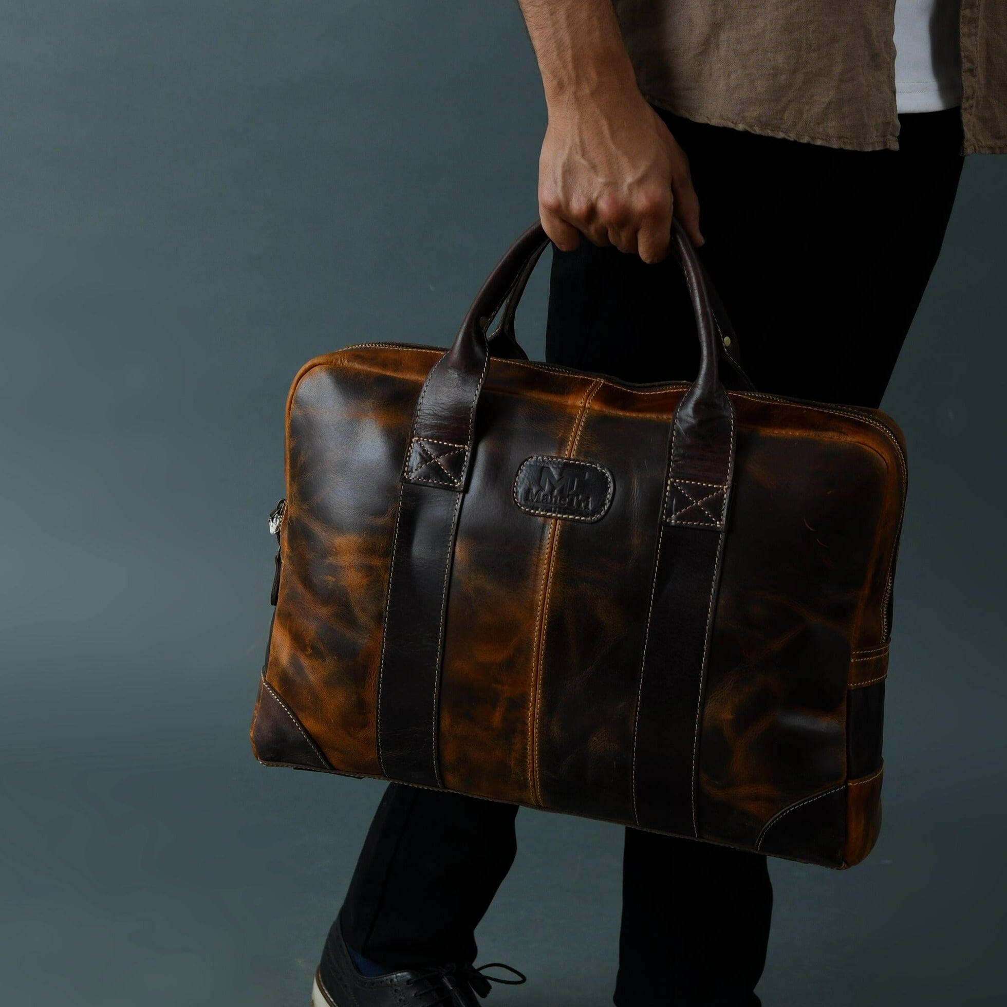 Classy Leather Bags Brown Jefferson Briefcase SpadezStore