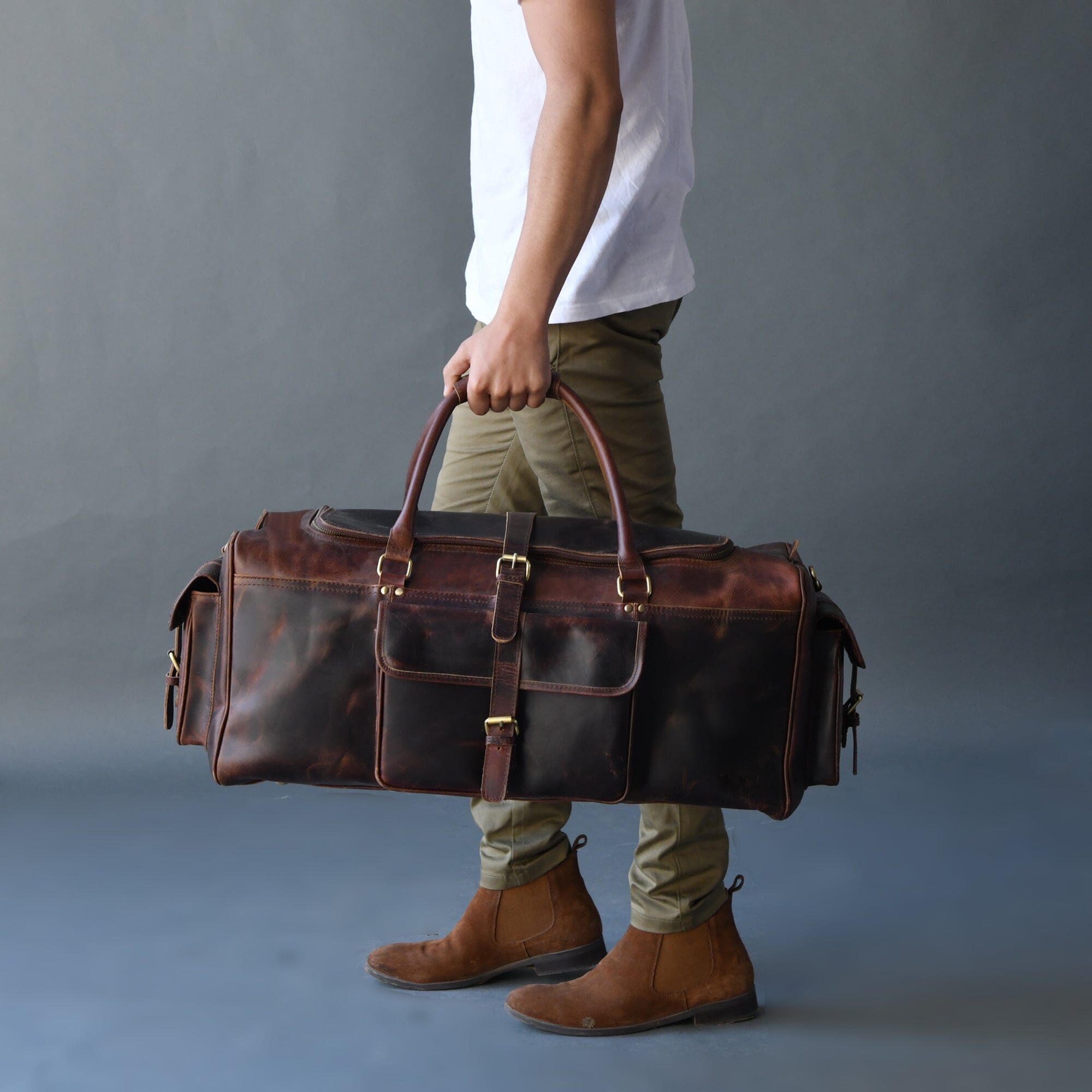 Classy Leather Bags The Stellan Buffalo Duffel SpadezStore