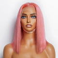 Pre-Plucked 13"x4" Pink Straight Bob Lace Front 150% Density Wig SpadezStore