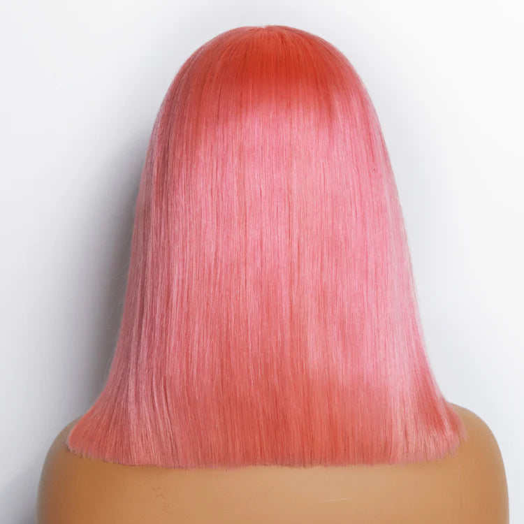 Pre-Plucked 13"x4" Pink Straight Bob Lace Front 150% Density Wig SpadezStore