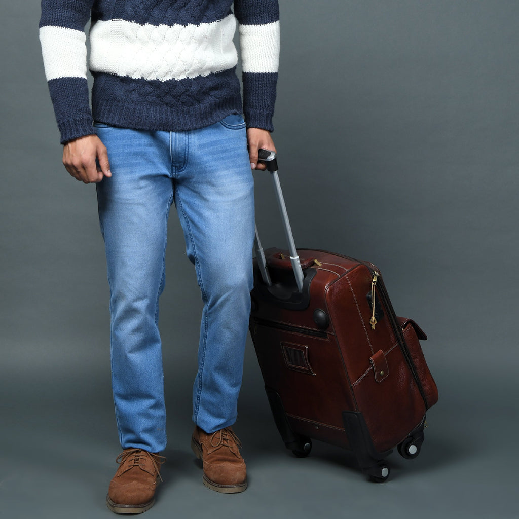 Classy Leather Bags Leather Carry-On Trolly Bag