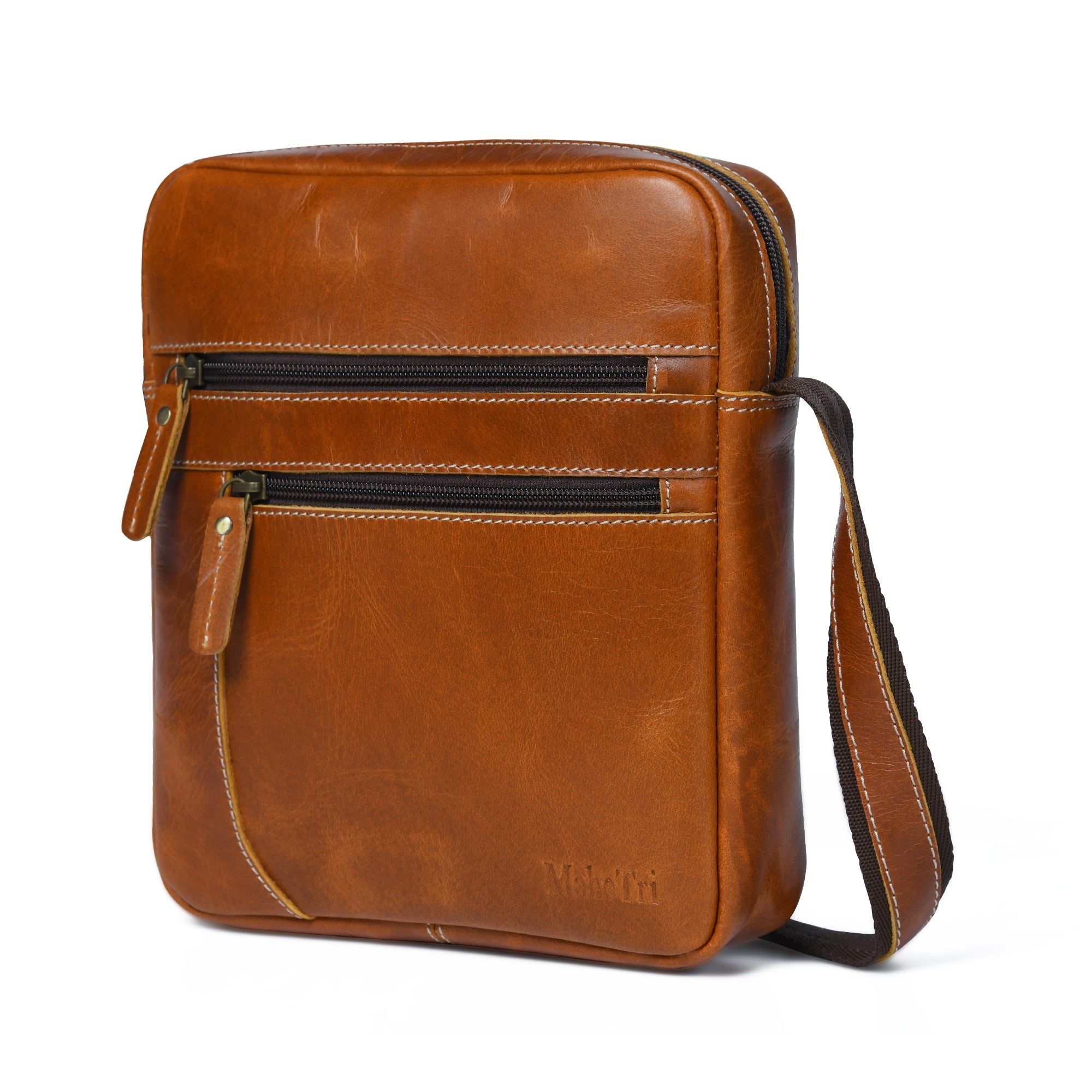 Classy Leather Bags The Compact Messenger- Tan