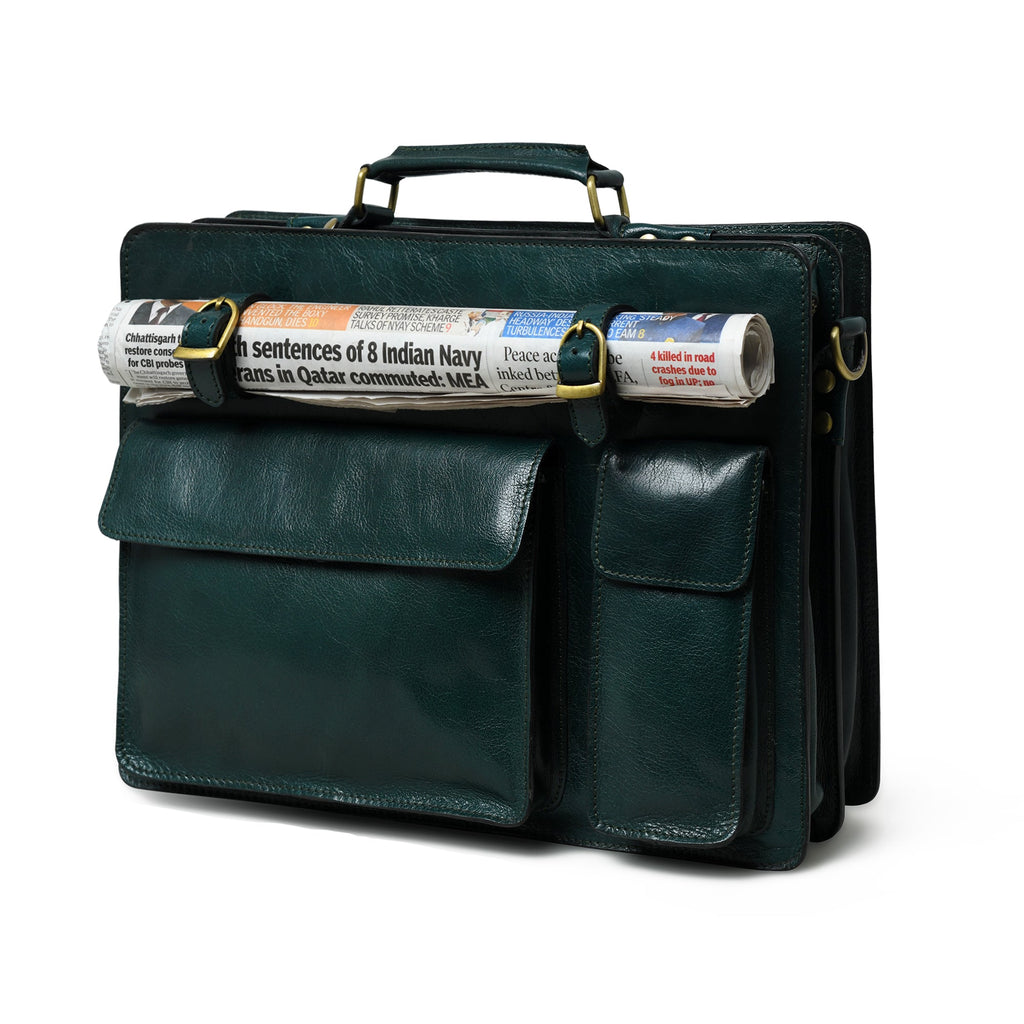 Classy Leather Bags Tuscany Italian Leather Briefcase, Green SpadezStore