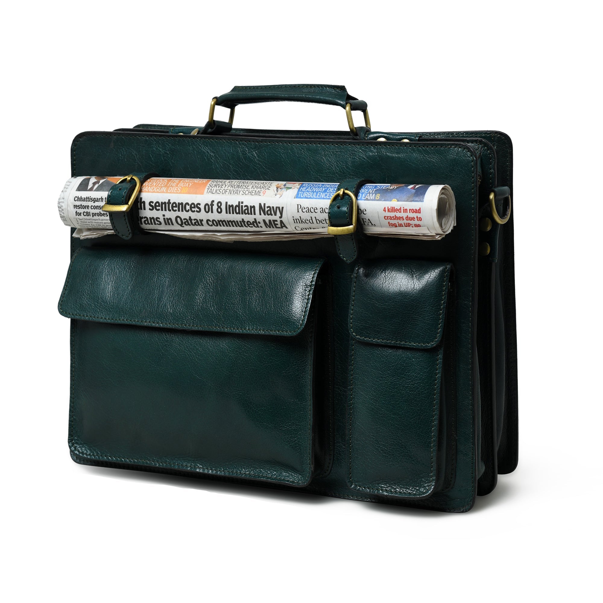 Classy Leather Bags Tuscany Italian Leather Briefcase, Green SpadezStore