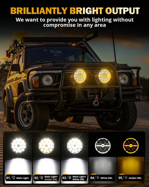 Auxbeam RAY-L Series | 7 Inch 240W 25800LM Dual DRL Offroad LED Driving Lights SpadezStore