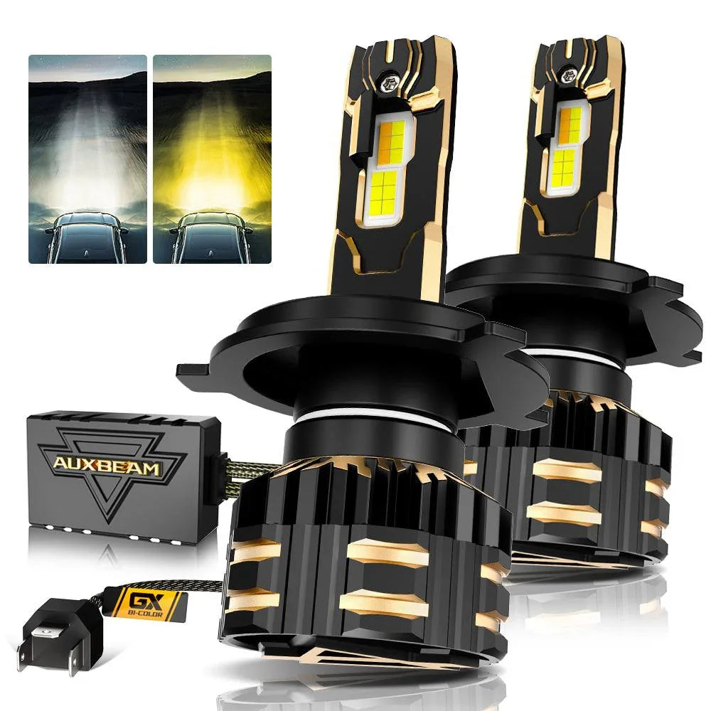 Auxbeam H4 LED Headlight Bulbs 110W 25000LM GX Bi-Color Series High Power & Brightness Dual Color Switchback | 2 Bulbs