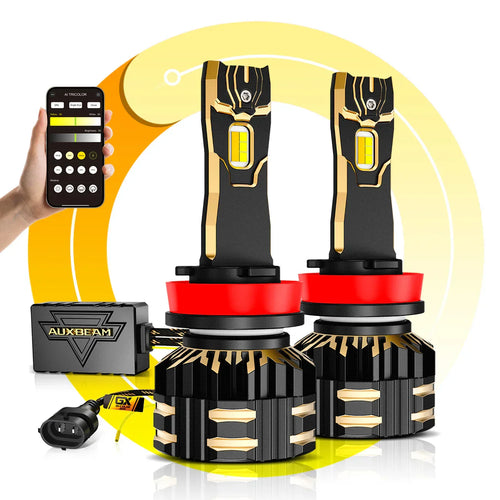 Auxbeam GX Bi-Color Smart Series 25000LM 110W LED Headlight Bulbs, with App Control Via Bluetooth & Dual Color Switchback SpadezStore