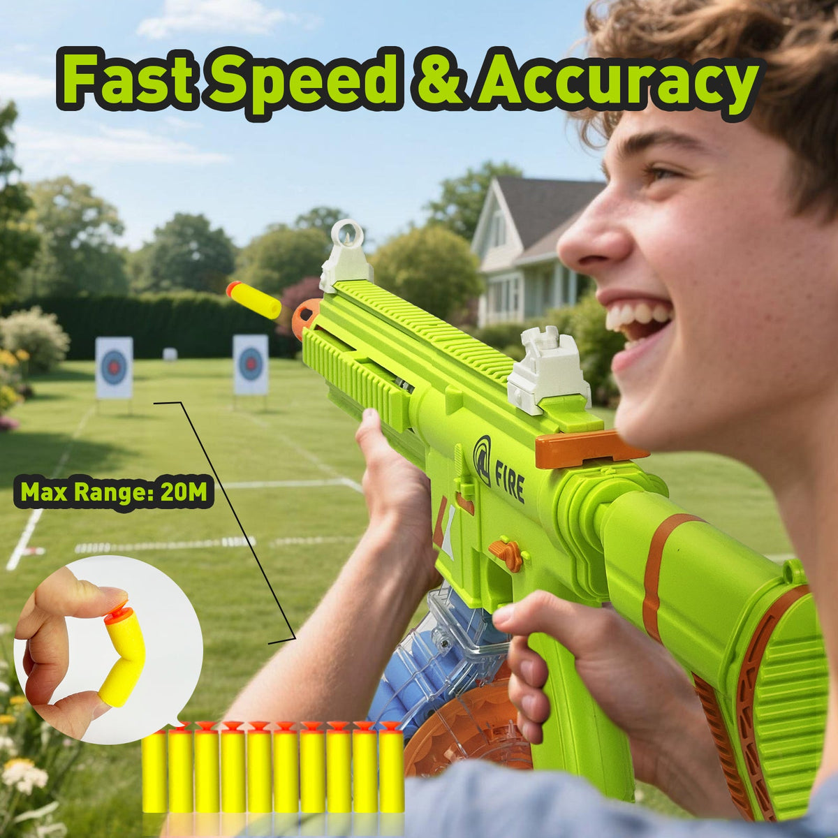 AGM MASTECH H416 Semi-Automatic Foam Dart Blaster – Shell Ejection, Rechargeable Battery & 22-Round Magazine