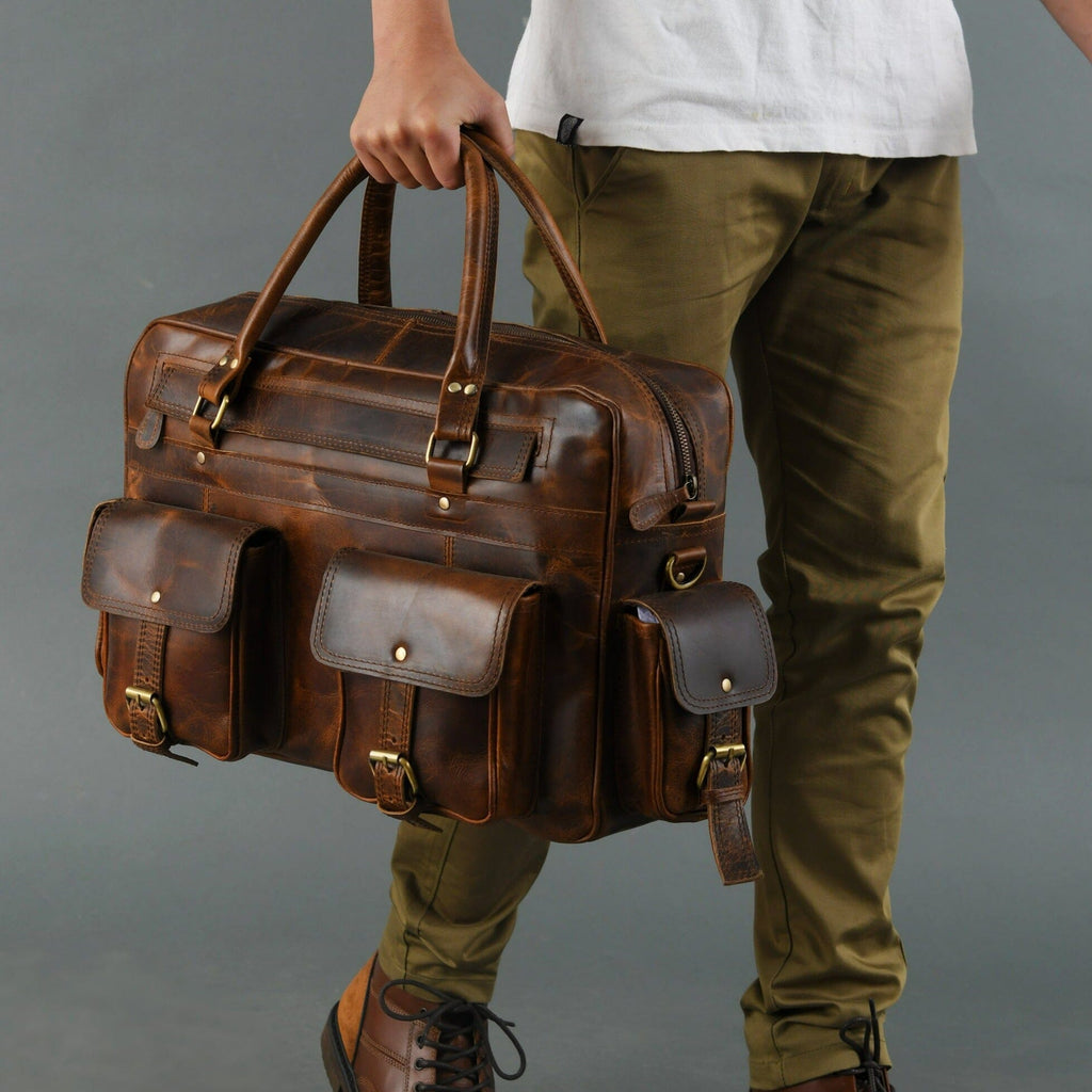 Classy Leather Bags Finn Handcrafted Buffalo Leather Laptop Briefcase SpadezStore