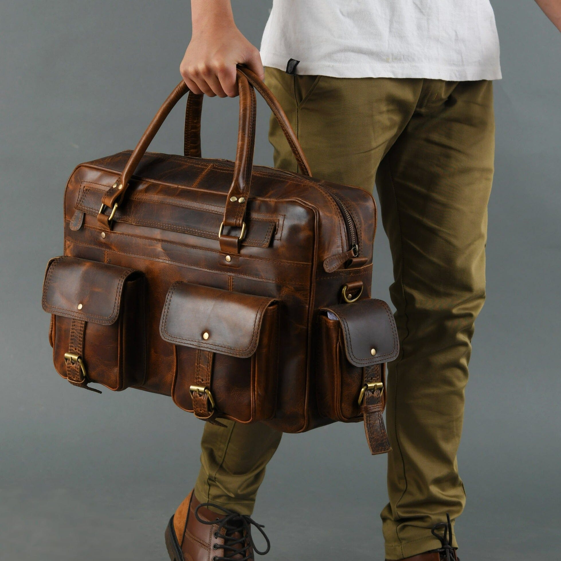 Classy Leather Bags Finn Handcrafted Buffalo Leather Laptop Briefcase SpadezStore