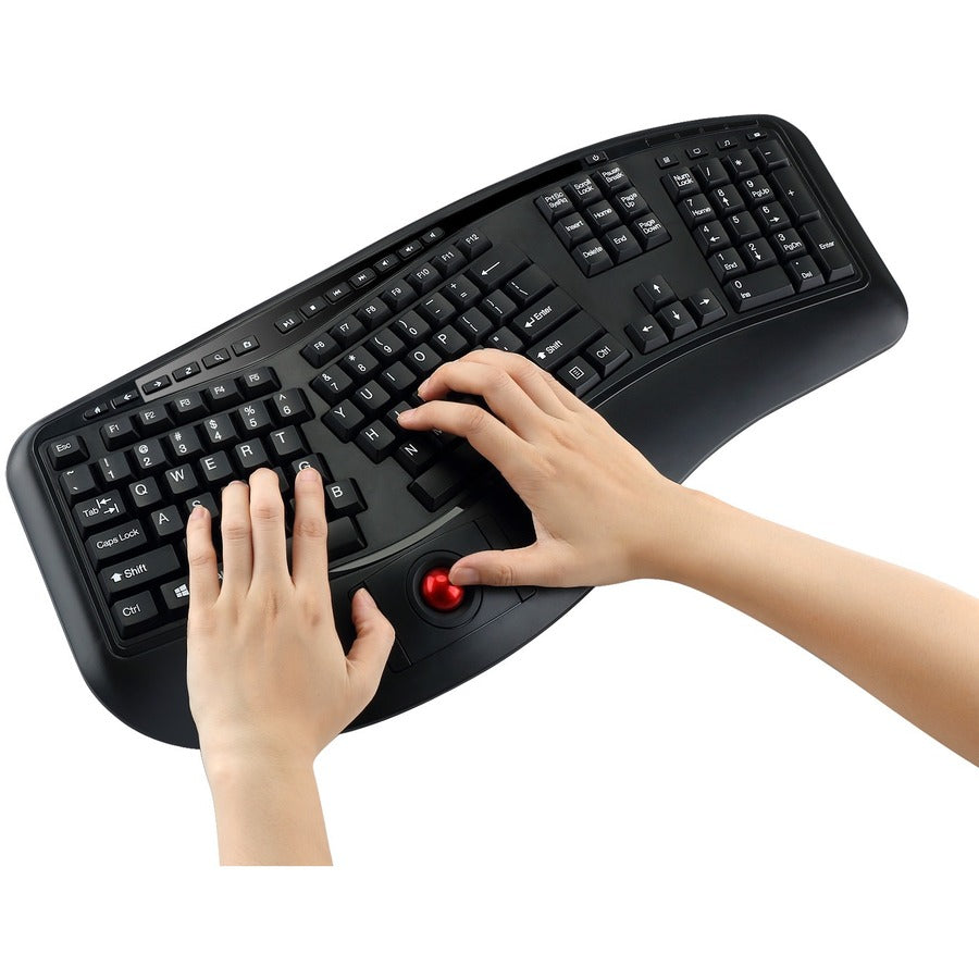 Adesso 2.4 GHz Wireless Ergonomic Trackball Keyboard SpadezStore