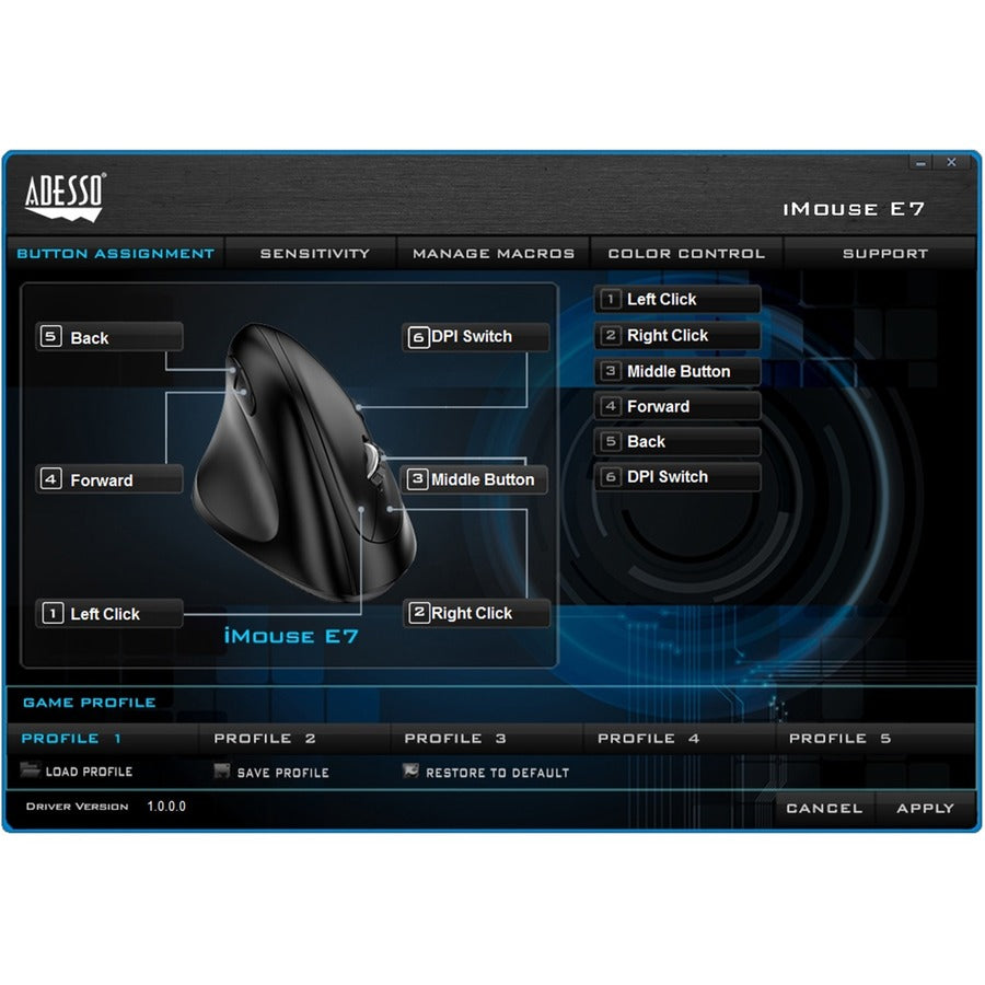 Adesso Programmable Vertical Ergonomic Left-Handed Mouse E7 SpadezStore