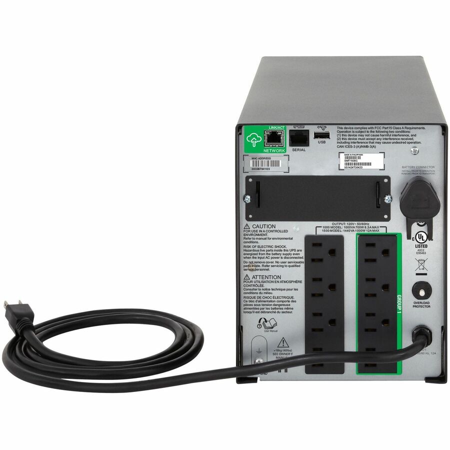 APC Smart-UPS, Line Interactive, 1000VA, Tower, 120V, 8x NEMA 5-15R outlets, SmartConnect Port+SmartSlot, AVR, LCD SpadezStore