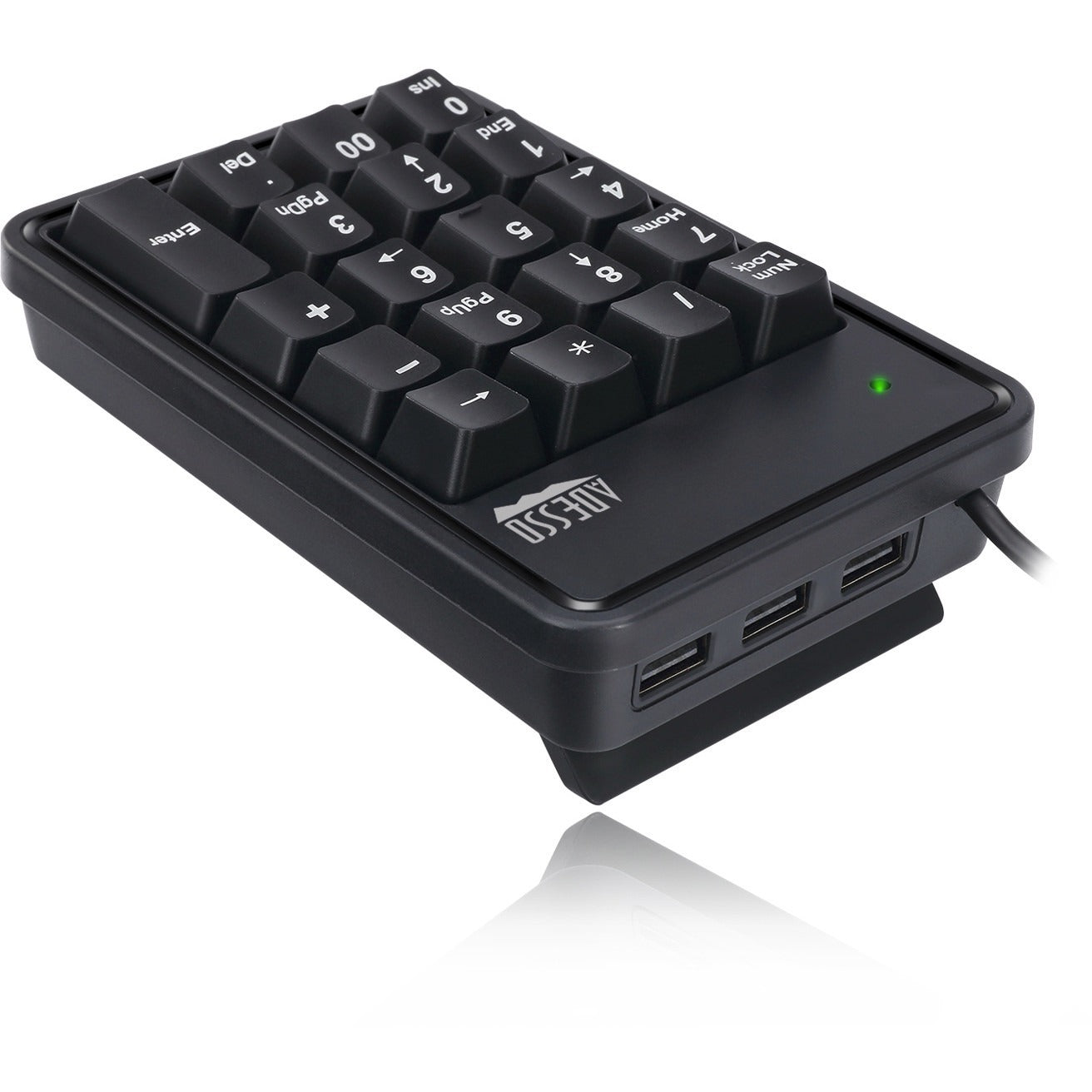 Adesso 19-Key Mechanical Keypad with 3-Port USB Hub SpadezStore