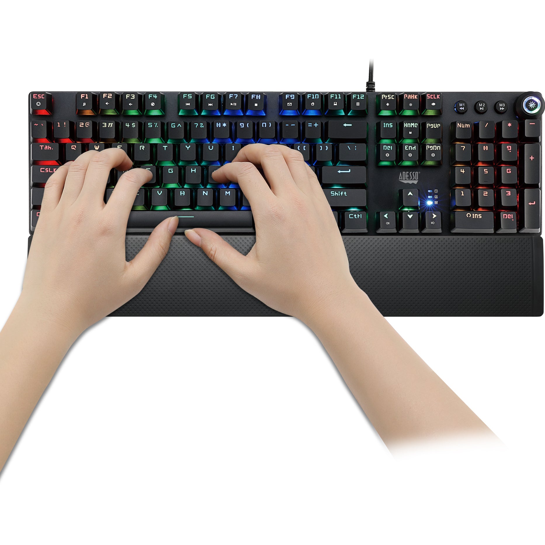 Adesso RGB Programmable Mechanical Gaming Keyboard with Detachable Magnetic Palmrest SpadezStore