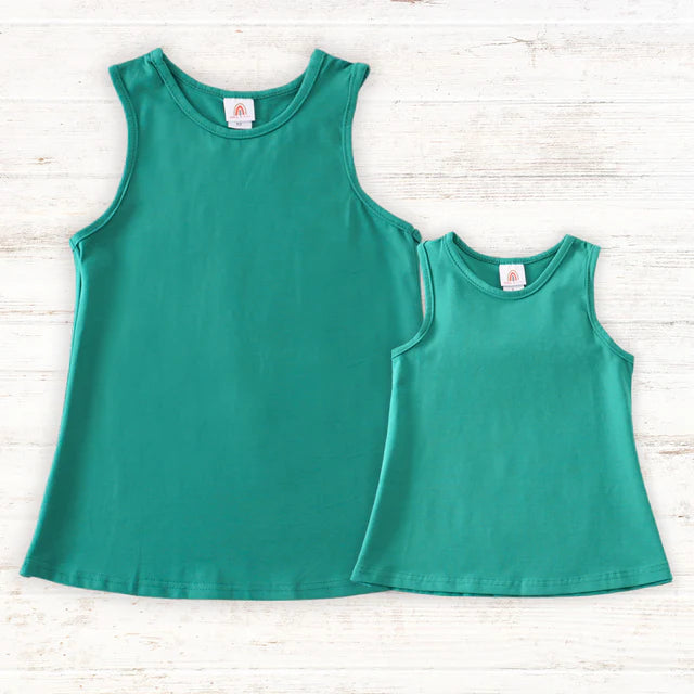 Abby & Evie Teal Blank Basic Tank Top SpadezStore