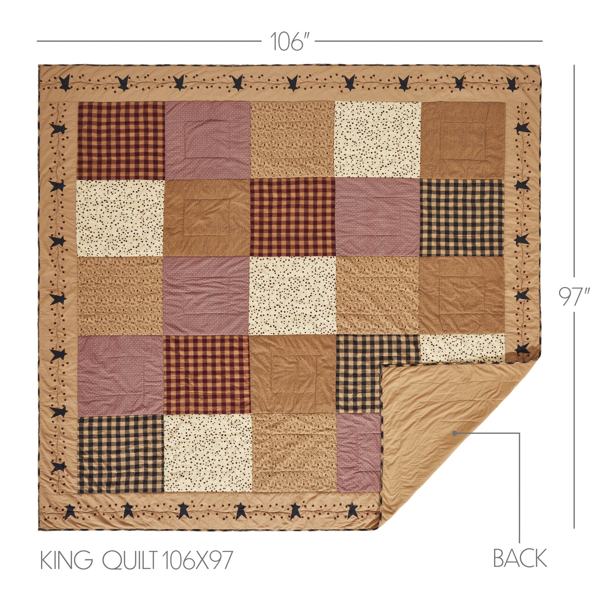 Pip Vinestar King Quilt 106Wx97L SpadezStore