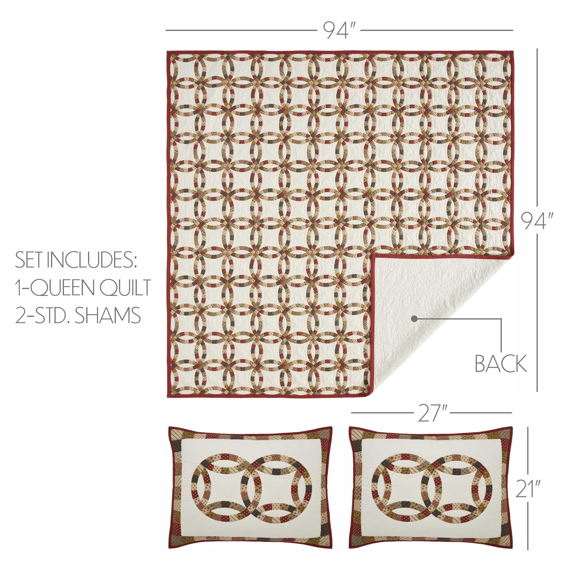 Custom House Wedding Rings Queen Quilt Set; 1-Quilt 94Wx94L w/2 Shams 21x27 SpadezStore