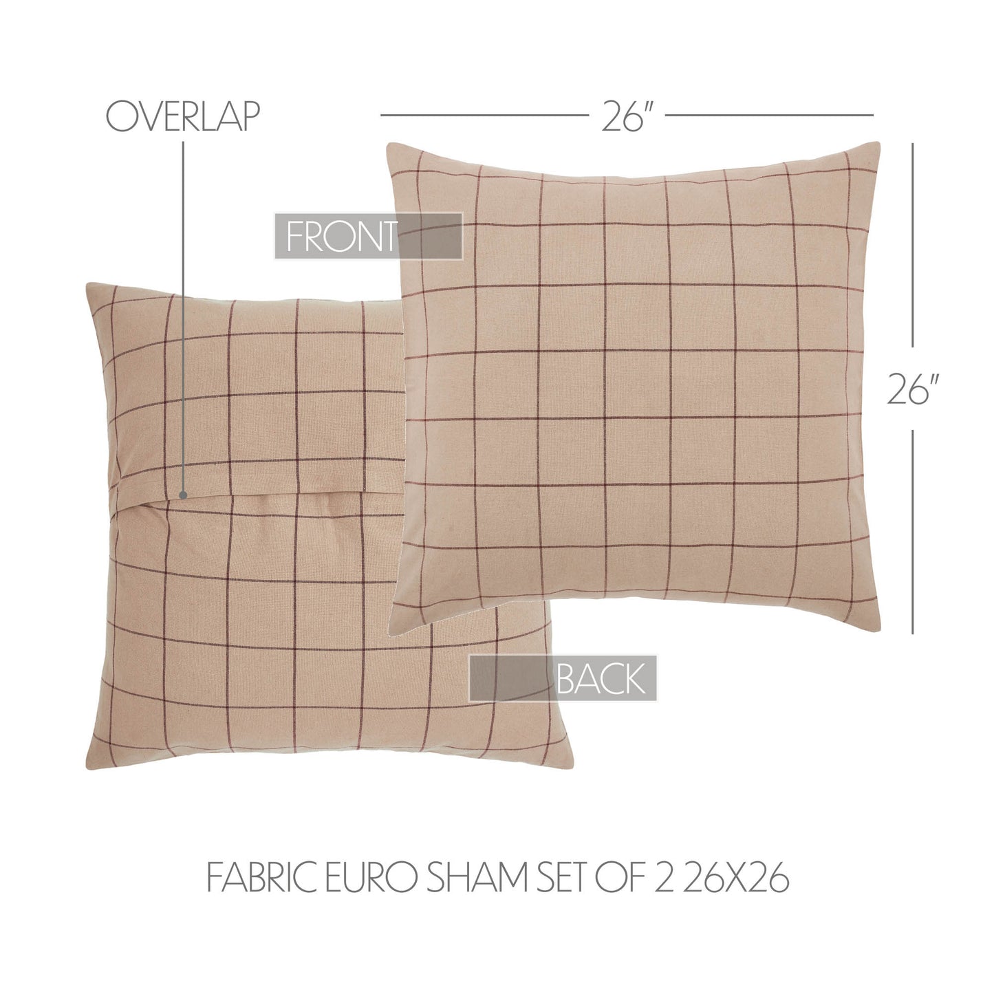 Connell Fabric Euro Sham Set of 2 26x26 SpadezStore