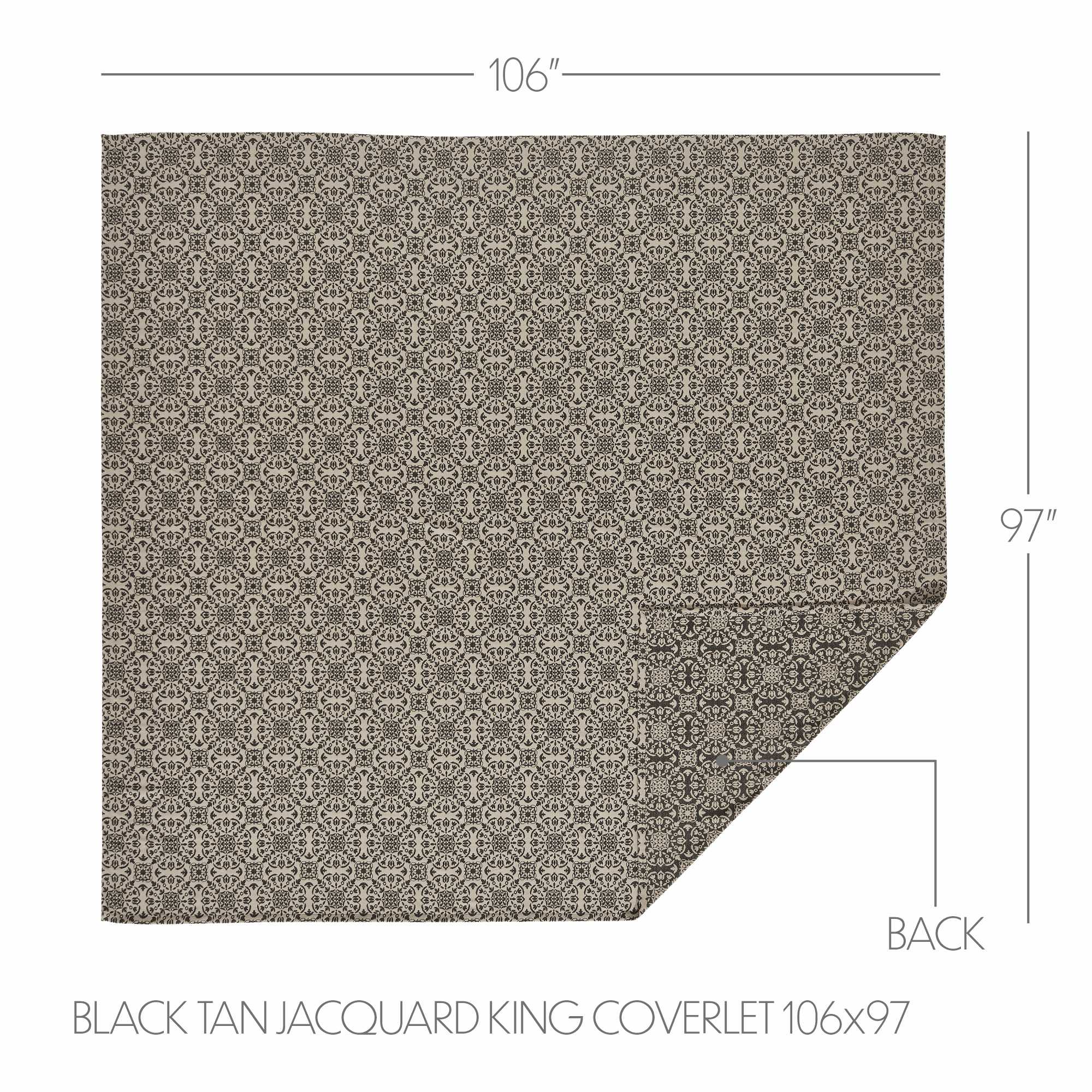 Custom House Black Tan Jacquard King Coverlet 106Wx97L SpadezStore