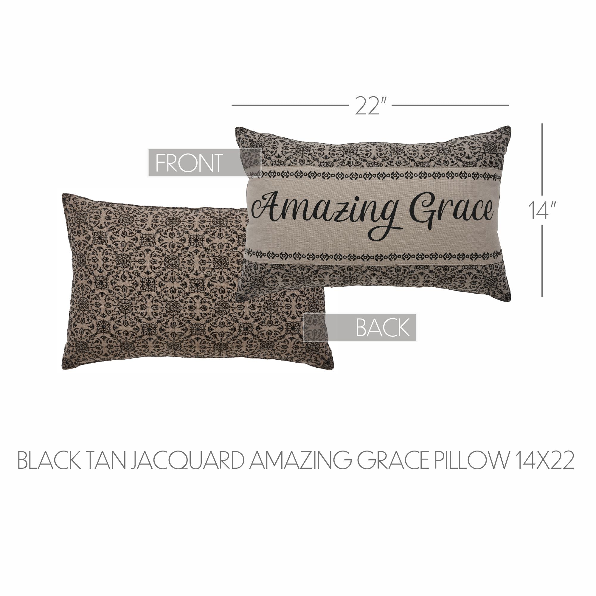 Custom House Black Tan Jacquard Amazing Grace Pillow 14x22 SpadezStore