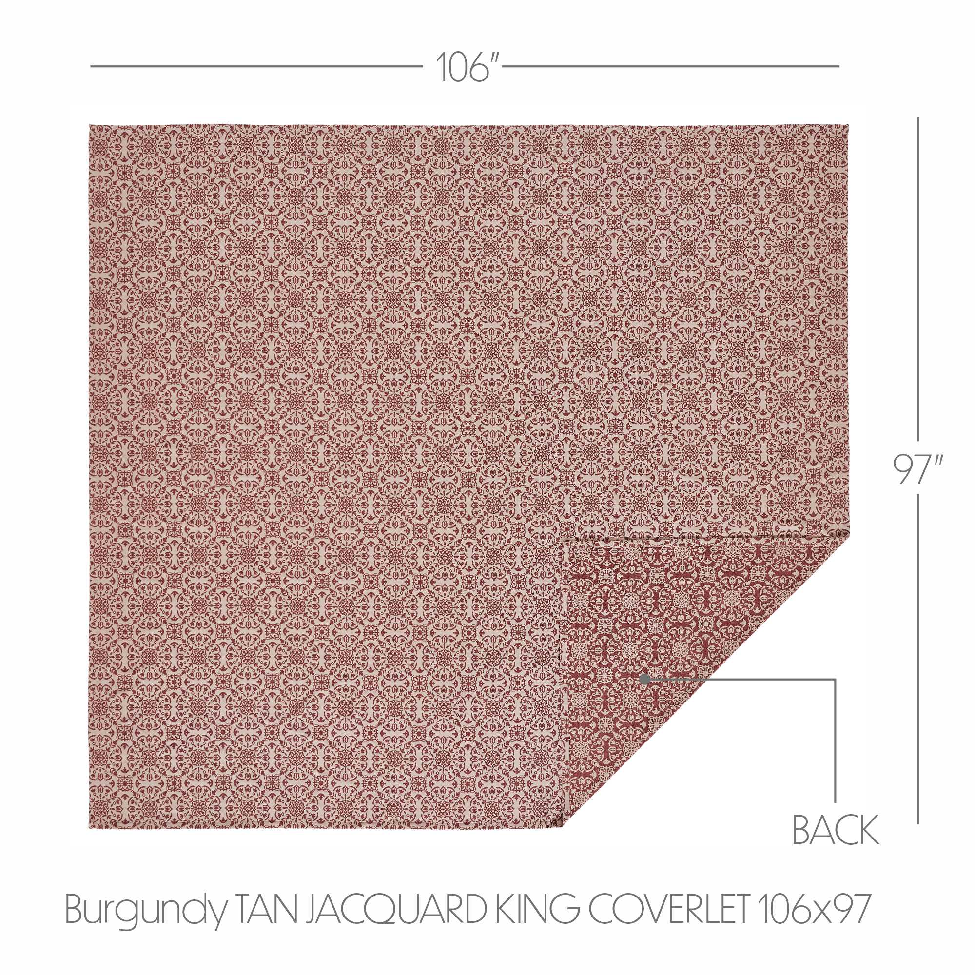 Custom House Burgundy Tan Jacquard King Coverlet 106Wx97L SpadezStore