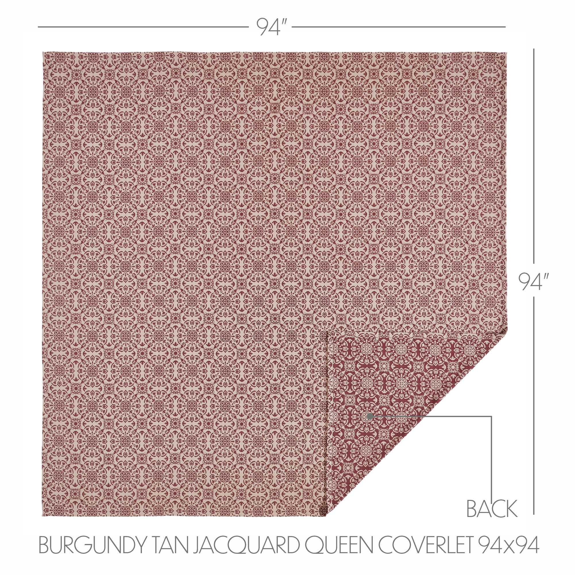 Custom House Burgundy Tan Jacquard Queen Coverlet 94Wx94L SpadezStore