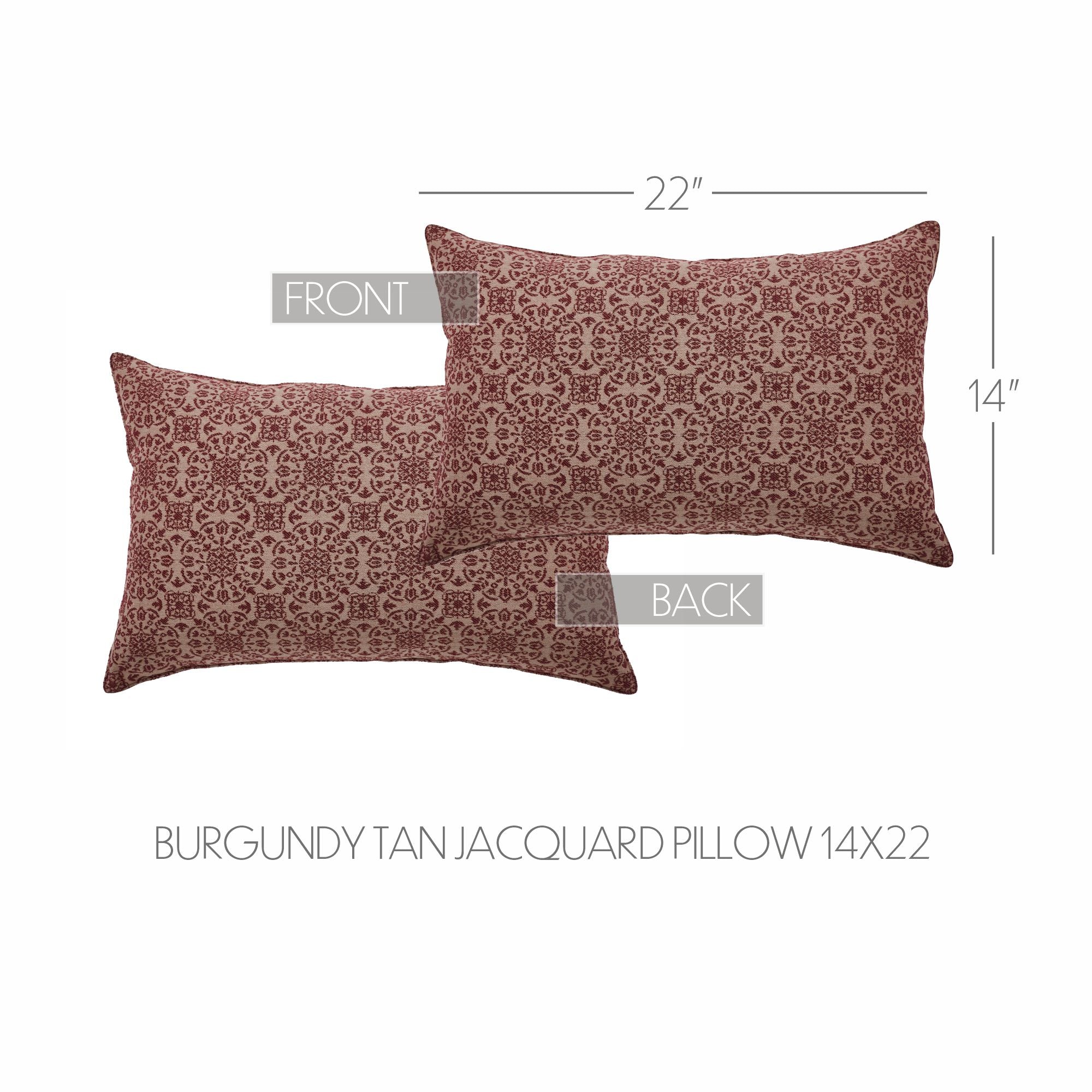 Custom House Burgundy Tan Jacquard Pillow 14x22 SpadezStore