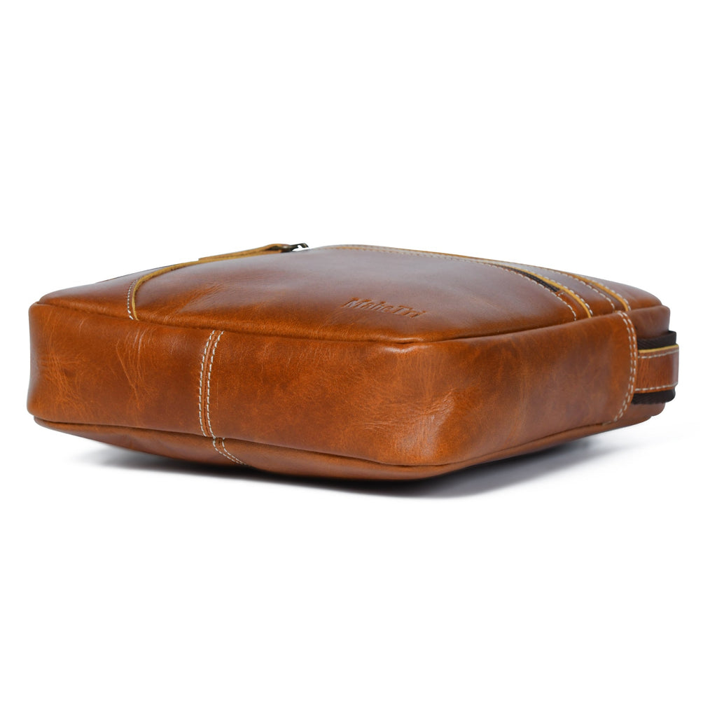 Classy Leather Bags The Compact Messenger- Tan
