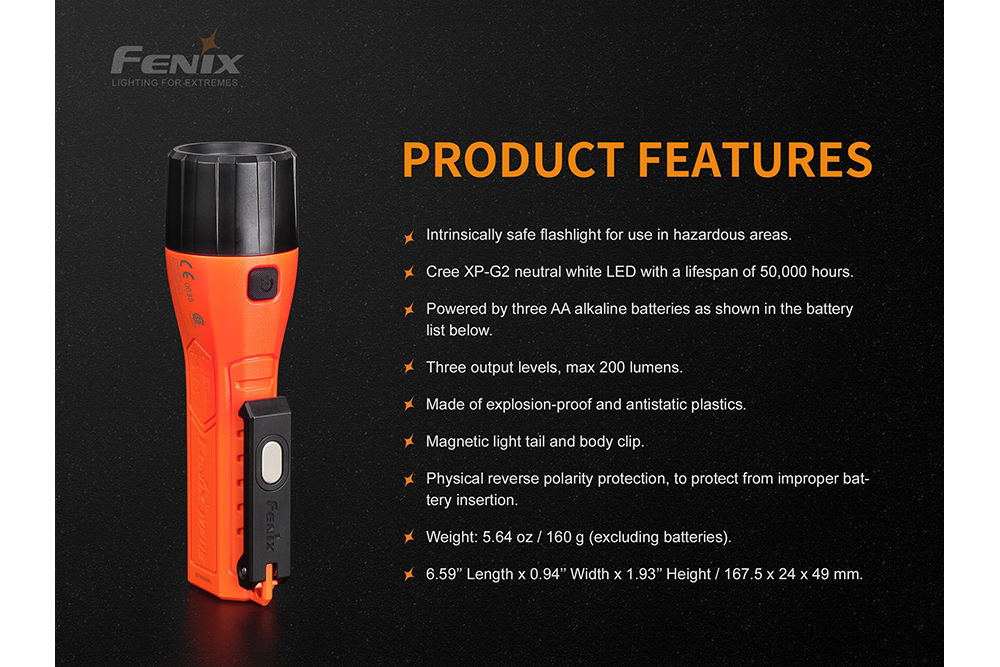 Fenix WF11E Intrinsically Safe Flashlight SpadezStore