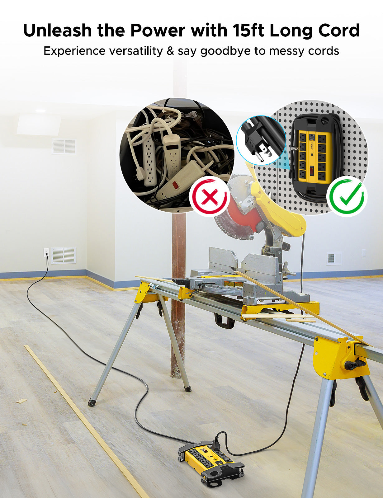 CRST Heavy Duty Power Strip with USB-C 10 Outlet Metal Surge Protector 2800J 15A Circuit Breaker Long Extension Cord Wall Mountable ETL Listed SpadezStore