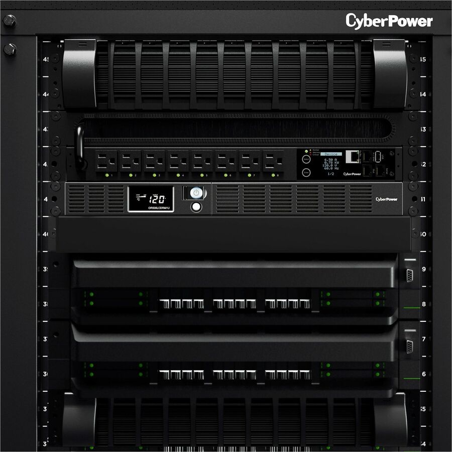 CyberPower OR500LCDRM1U Smart App LCD UPS Systems - 500VA/300W, 120 VAC, NEMA 5-15P, 1U, Rackmount, 6 Outlets SpadezStore