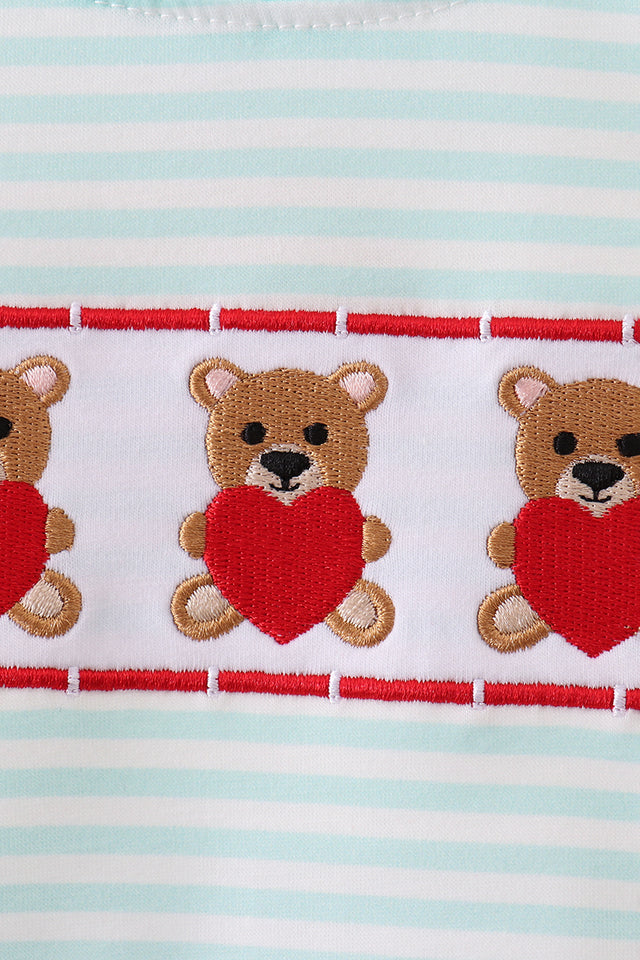 Abby & Evie Blue Bear Embroidery Bubble 112638 SpadezStore