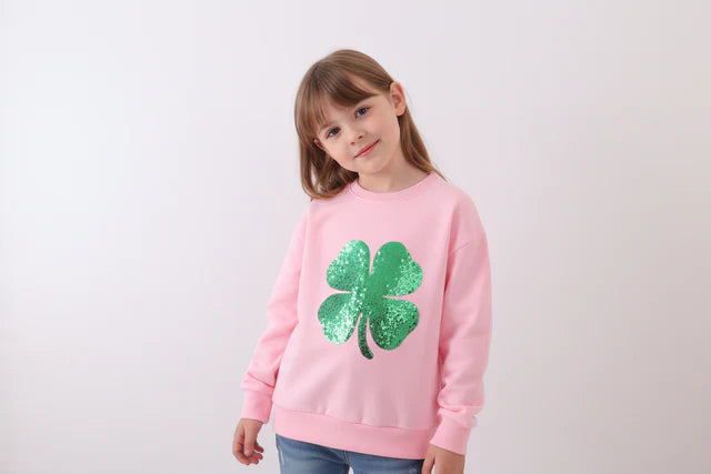 Abby & Evie Pink Clover Glitter Mom & Me top SpadezStore