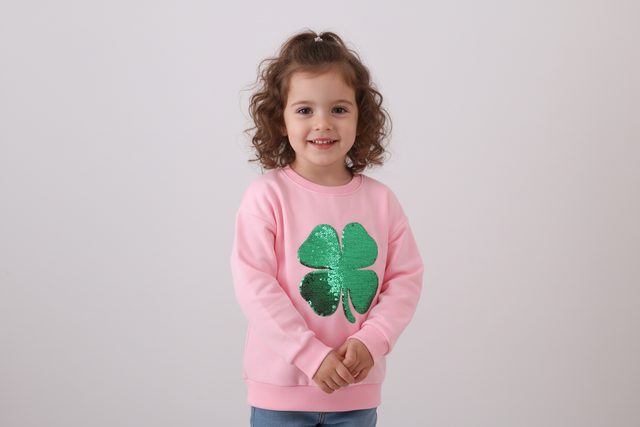 Abby & Evie Pink Clover Glitter Mom & Me top SpadezStore