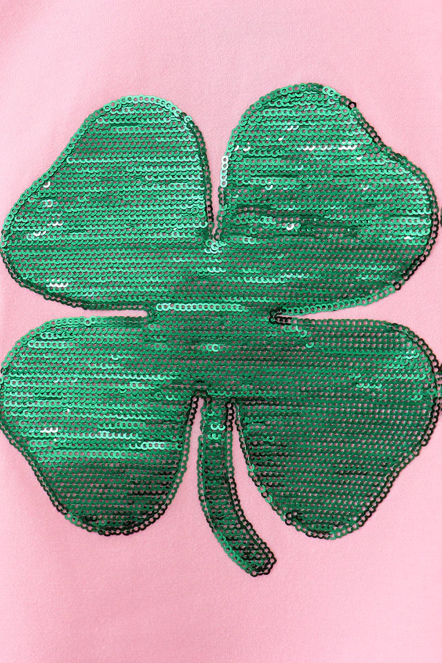 Abby & Evie Pink Clover Glitter Mom & Me top SpadezStore